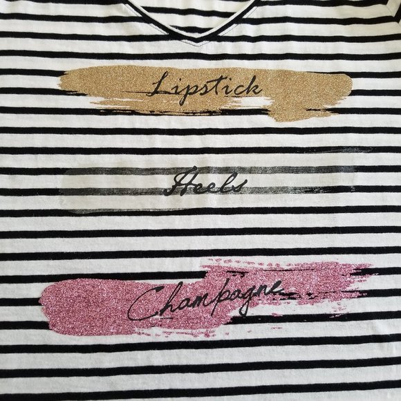 Lane Bryant Striped Tee Top Black & White 26-28 - Picture 4 of 6